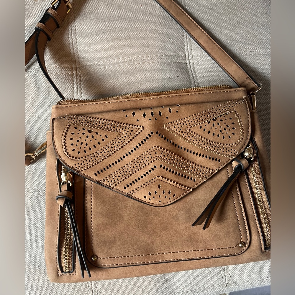 Maurices Tan Crossbody Bag with Cutout Design